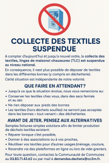 COLLECTE DES TEXTILES SUSPENDUE