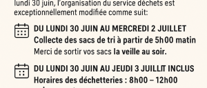 réorganisation des collectes déchets en été