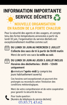 réorganisation des collectes déchets en été